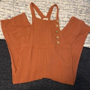 Burnt Orange Cropped Overalls